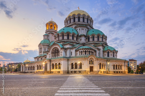 Alexander Nevsky Cathedral in Sofia, Bulgaria at sunset photo