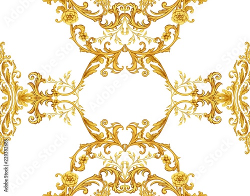 Golden baroque decorative composition
