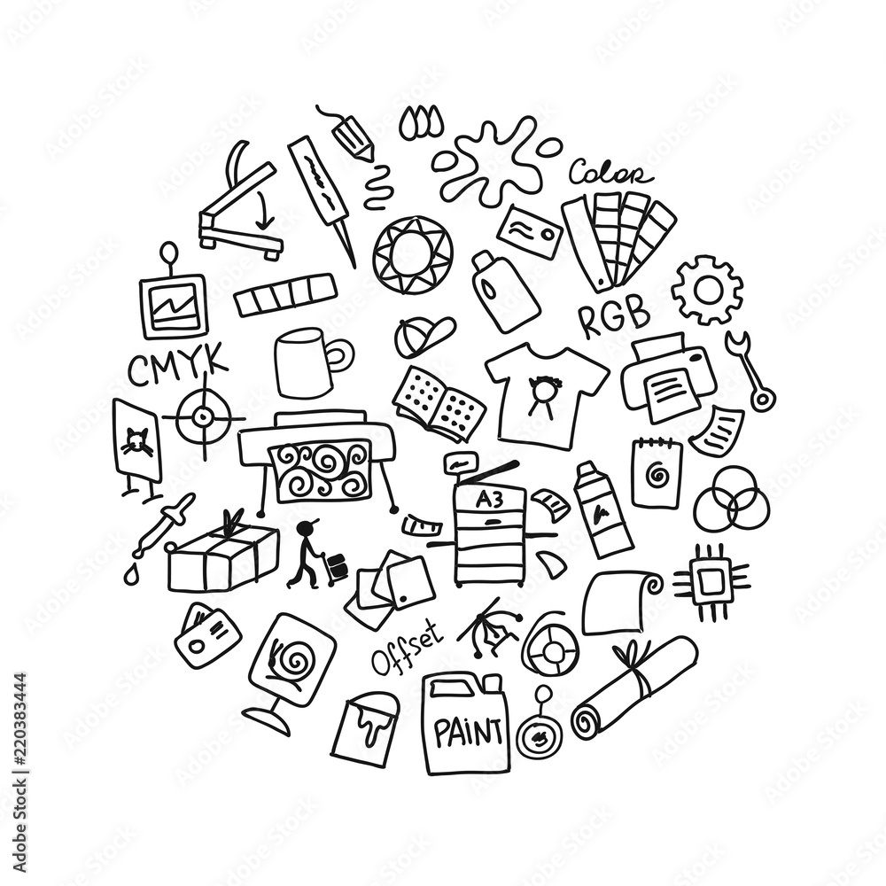 Printing house, sketch for your design Printing house, sketch for your design