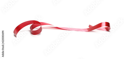 Red ribbon isolated on white background and texture