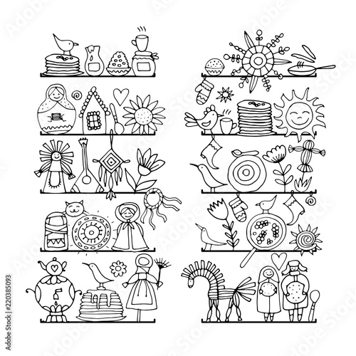 Maslenitsa or Shrovetide. Icons set for your design