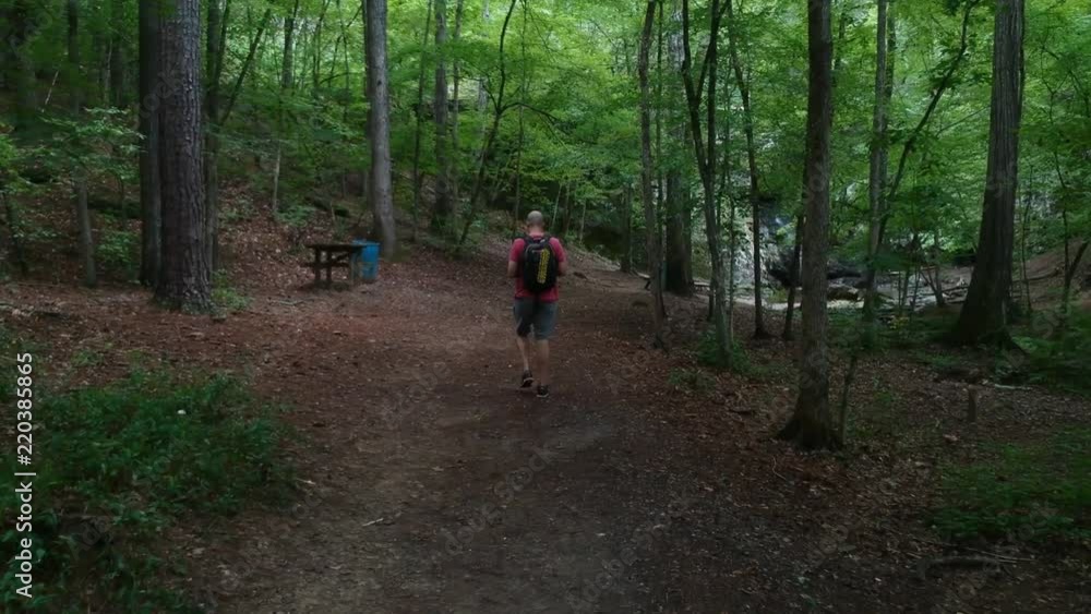 Man hiking in the woods Man hiking in the woods