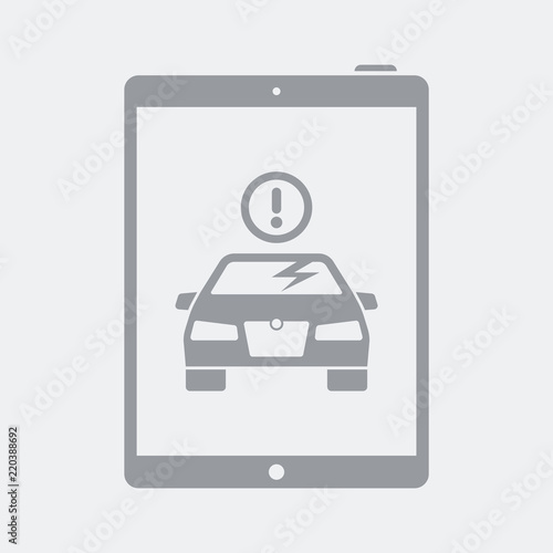 Alert on tablet for car glass crash