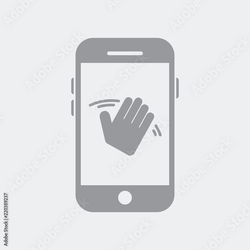 Hand greeting gesture on smartphone