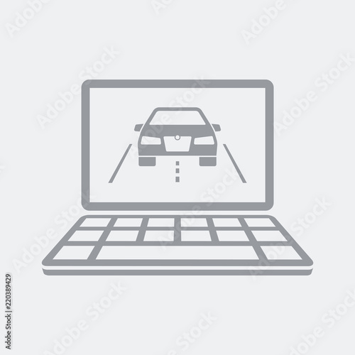 Car localizer software on laptop