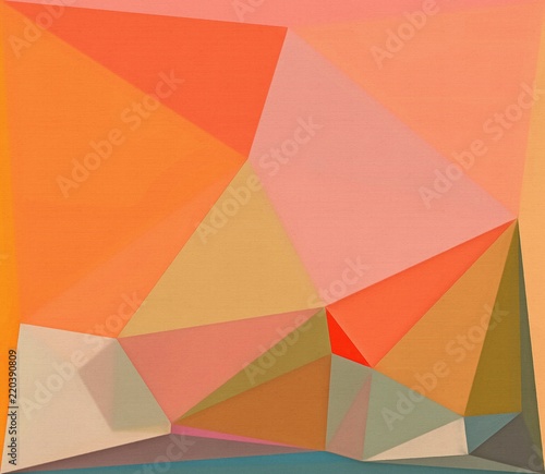 Multicolor polygonal abstract background. Triangular bright texture. Geometric modern painted on canvas. Stock. Graphic design pattern. Low poly wallpaper.