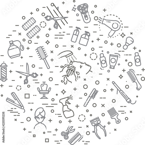 Barbershop and beauty salon vector icons set