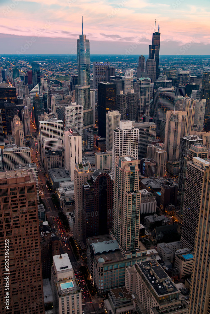 Naklejka premium Downtown Chicago at Golden Hour