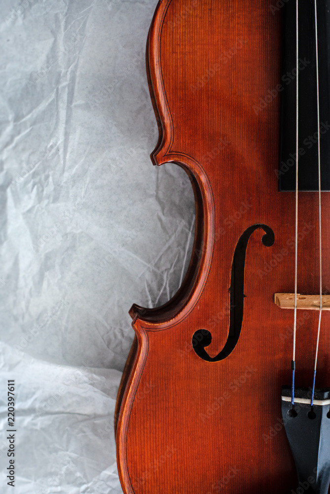 The half front side of violin,blurry light around