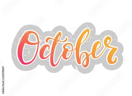 October hand lettering design. 