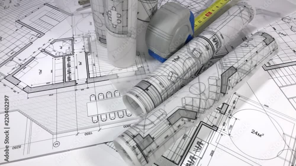 architecture, construction, building, business, education, creation and art concept - abstract architectural blueprint, professional tools and equipment for architecture & design architecture, construction, building, business, education, creation and art concept - abstract architectural blueprint, professional tools and equipment for architecture & design