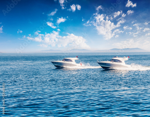 Entertaining cruise on a motor boat in the Bosporus Strait.