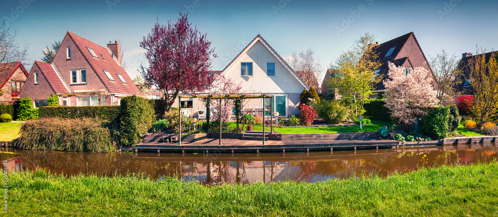 Sunny spring view of the typical Dutch countryside. Sunny spring view of the typical Dutch countryside.
