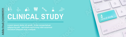 Medical Healthcare Icons with People Charting Disease or Scientific Discovery Header Banner