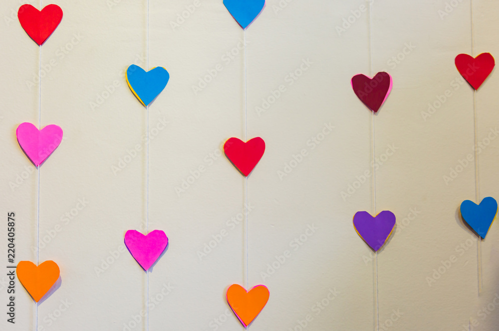 Colorful Heart Signs on White Background