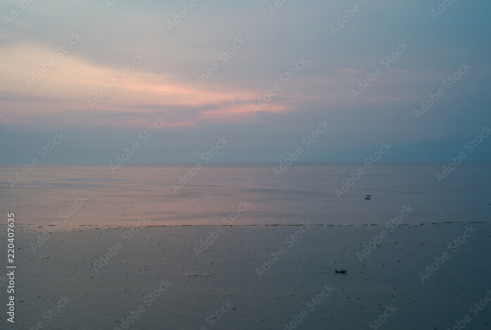 Serene Pale Blue Lakeside Scene at Lake Albert, Uganda