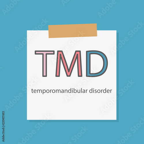 TMD Temporomandibular disorder written in a notebook paper- vector illustration