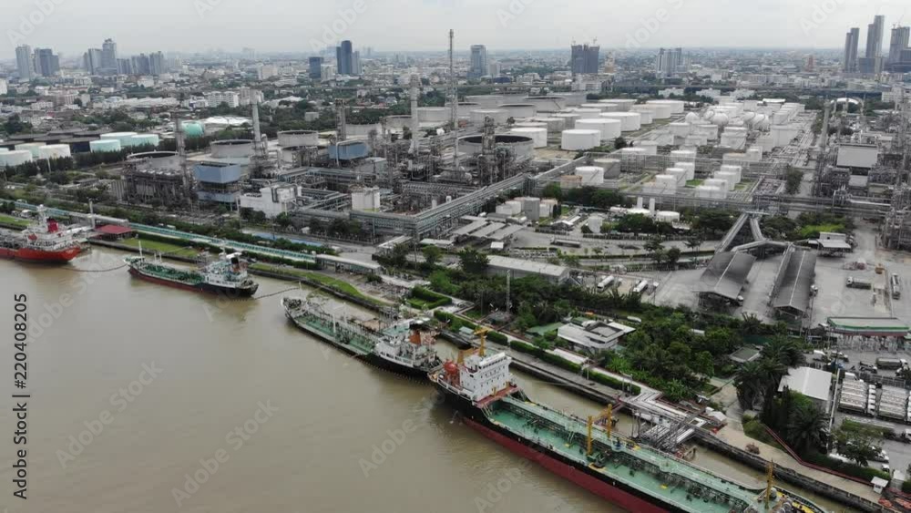 Oil refinery production at Bangkok Port Thailand. Crude Oil Production / Countries of the World - Oil Tank Oil refinery production at Bangkok Port Thailand. Crude Oil Production / Countries of the World - Oil Tank