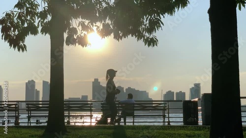 Afternoon run/walk at the westide park in Downtown New York City by the River