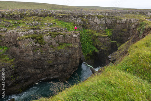 kolugljufur waterfall and canyon in iceland photo