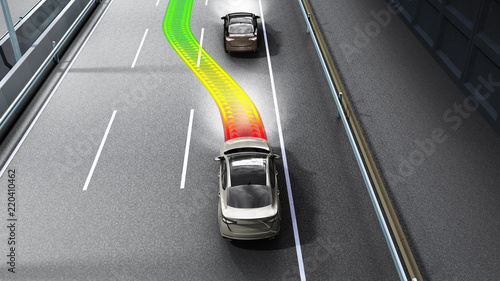 modern concept of a safe car Collision monitoring system 3d render image photo