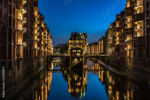 Speicherstadt Hamburg at night