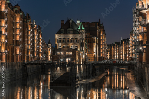 Speicherstadt Hamburg at night
