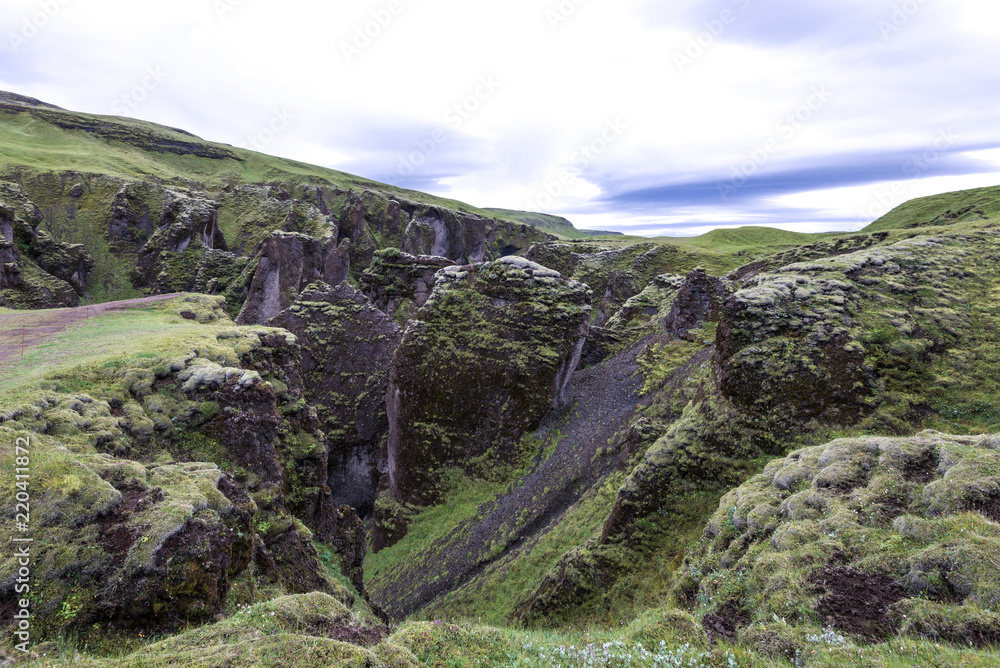 Fjadrargljufur Canyon, Fjaðrárgljúfur is a magnificent and massive canyon, view from top
