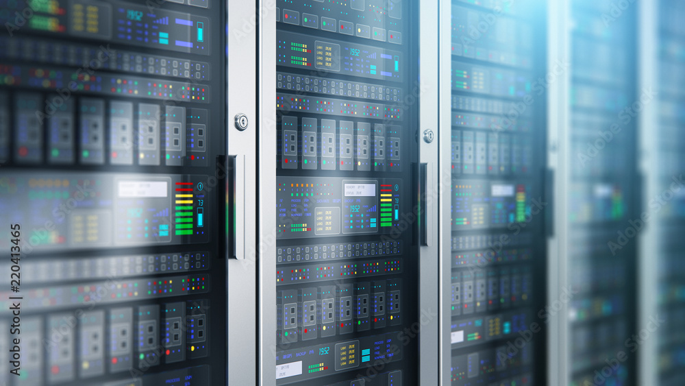 Server room interior in datacenter Server room interior in datacenter