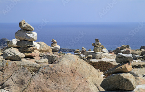 Balance and Tranquility - stacked stones in Mykonos, Greece