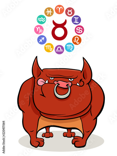 Taurus Zodiac sign with cartoon dog