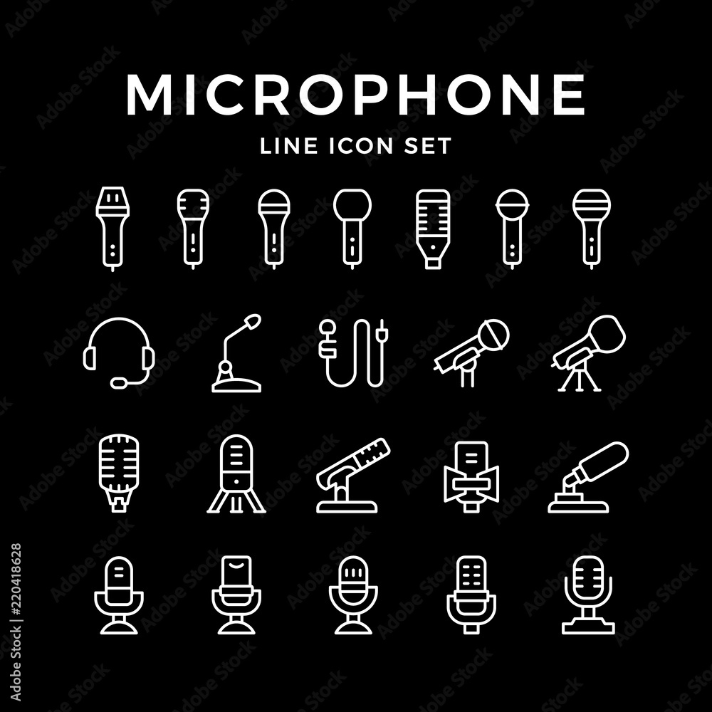 Set line icons of microphone Set line icons of microphone