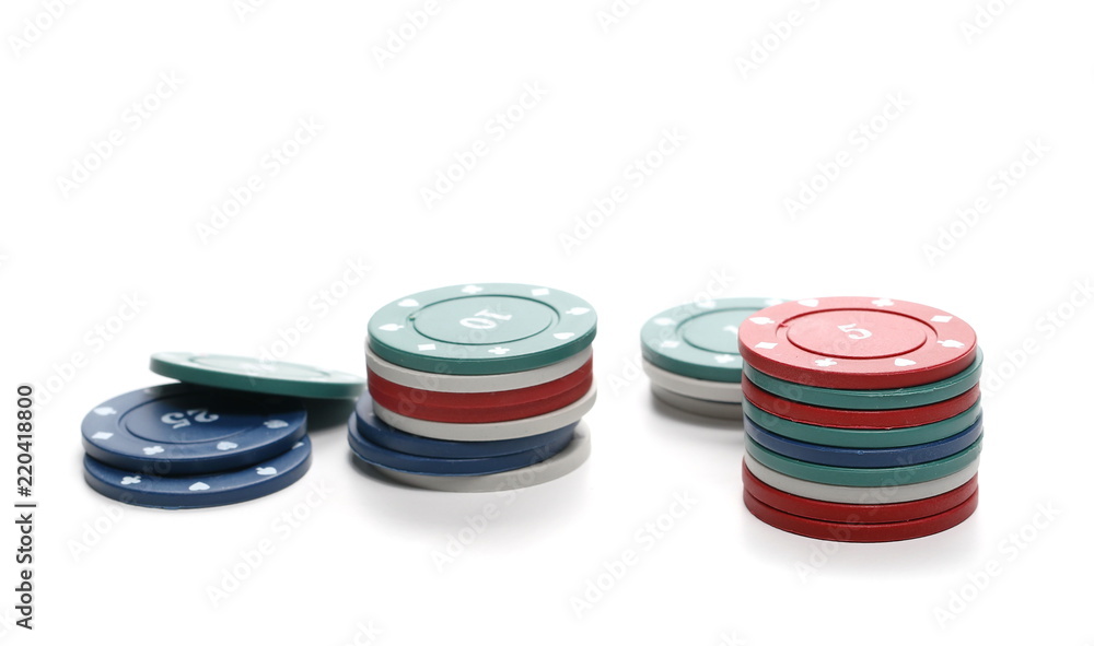 Casino poker chips isolated on white background Casino poker chips isolated on white background