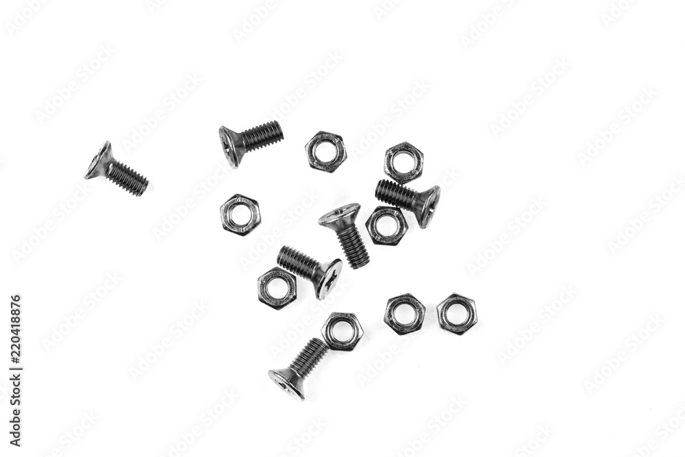 bolts and screws isolated on white background. bolts and screws isolated on white background.
