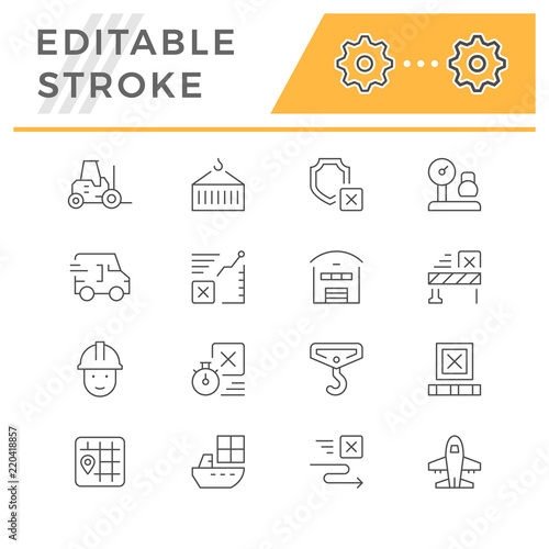 Set line icons of logistics