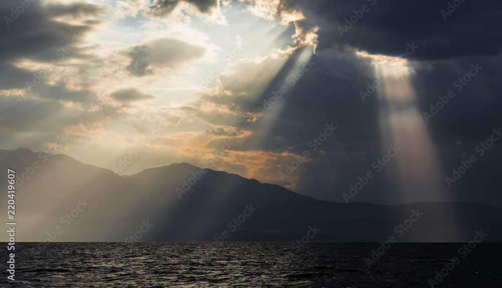 Impressive clouds over island of Peloponnese, Greece Impressive clouds over island of Peloponnese, Greece