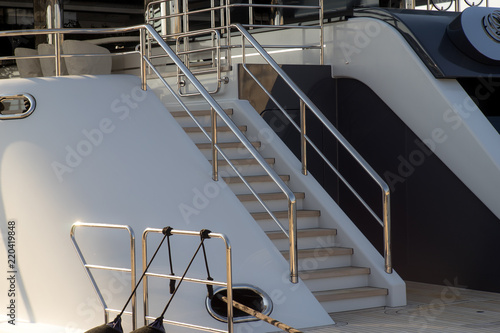 Luxury yacht, white color, detail, northern Mediterranean