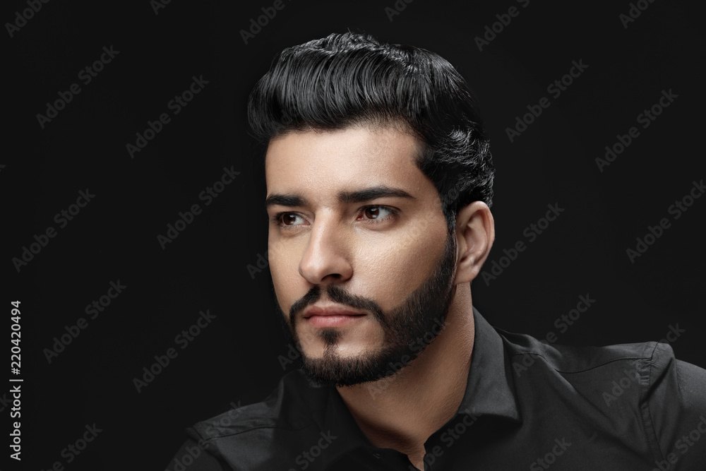 Man With Hair Style, Beard And Beauty Face Fashion Portrait Man With Hair Style, Beard And Beauty Face Fashion Portrait