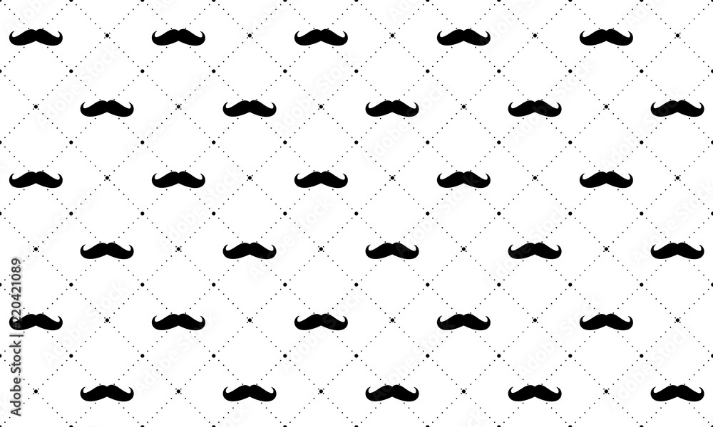 background. Black mustache with dots