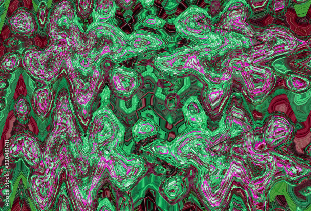 Abstract colorful pattern with unique texture. Water and liquid theme. Fantasy waves, bubbles and ripple. Atmosphere of magic and motion. Oil painting on canvas and digital technology.