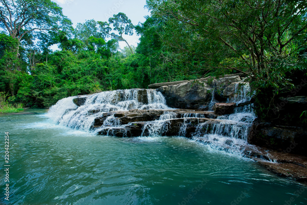 Fototapeta premium Waterfall, Spring - Flowing Water, Springtime, Forest, Woodland