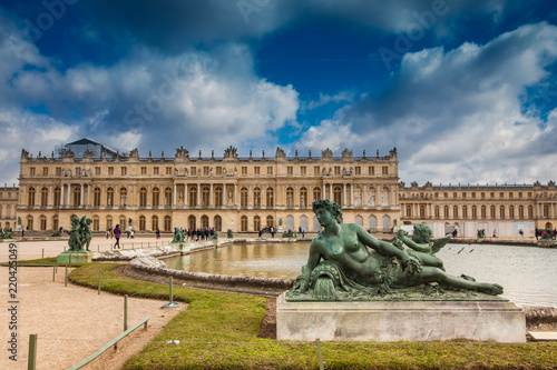 Garden of the Versailles Palace in a freezing winter day just before spring