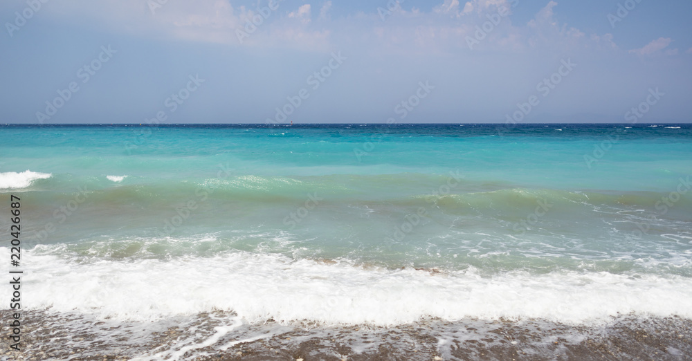 Blue Azure And Turquoise Greek Mediterranean Sea.