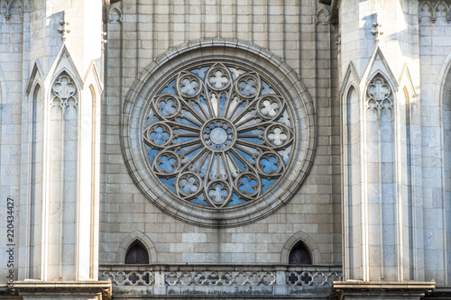 Detail of Se Metropolitan Cathedral in Sao Paulo, Brazil. Se Cathedral was constructed in 1913 in Neo Gothic Style.