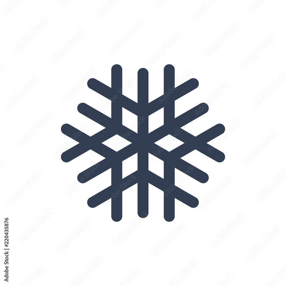 Snowflake icon. Black silhouette snow flake sign, isolated on white background. Flat design. Symbol of winter, frozen, Christmas, New Year holiday. Graphic element decoration. Vector illustration Snowflake icon. Black silhouette snow flake sign, isolated on white background. Flat design. Symbol of winter, frozen, Christmas, New Year holiday. Graphic element decoration. Vector illustration