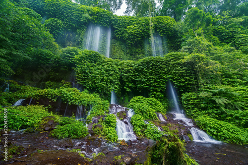 Fototapeta Naklejka Na Ścianę i Meble -  Exotic Benang Kelambu waterfall with moss