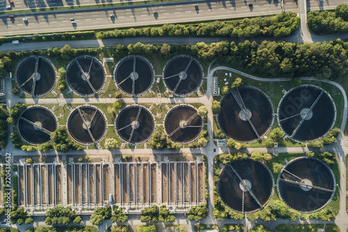 Aerial view of big water treatment facility