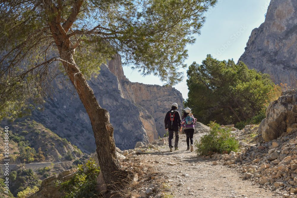 People Hiking. Caminito del Rey, Spain.