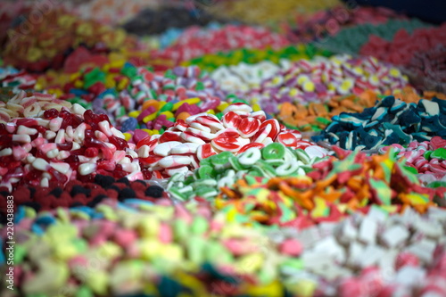 colored gelatin candy sweets in the shop sold by weight © Elroi