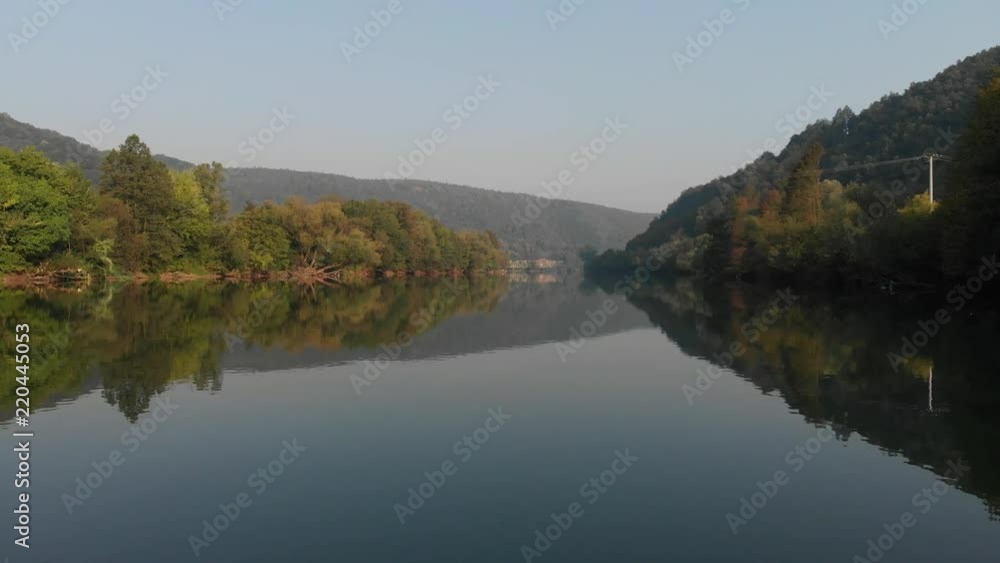 drone shoot over the river in early morning drone shoot over the river in early morning